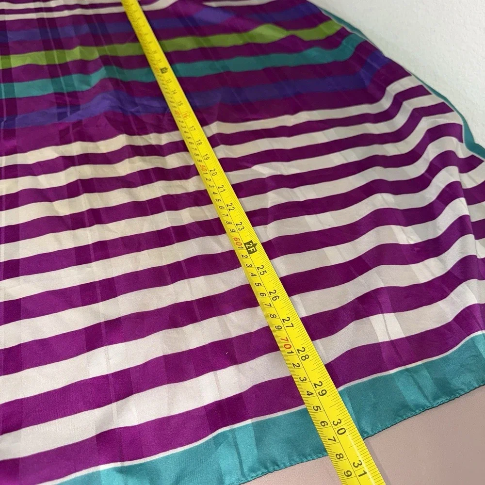 Vintage Striped Square Scarf Purple Teal Green White Colorful Retro 30